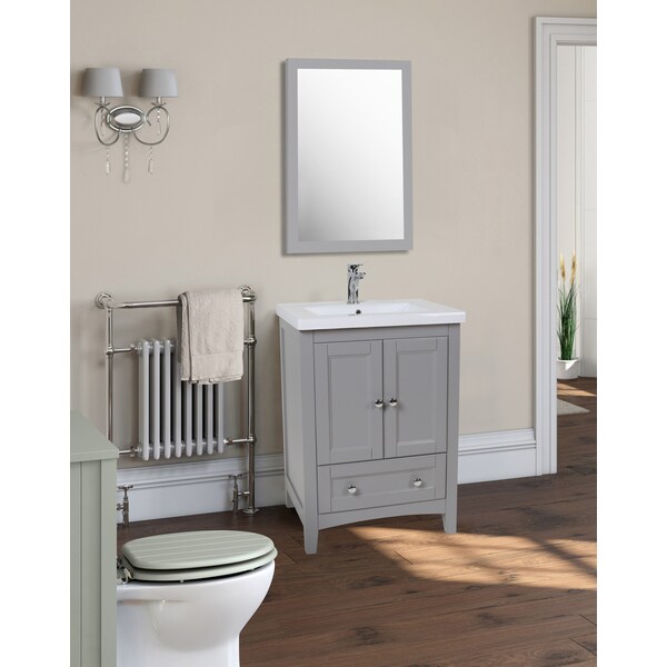 22 In. X 32 In. Wall Mirror In Medium Grey Finish